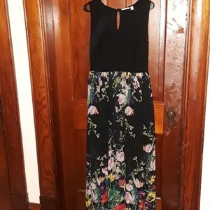 Maxi dress with a 1/2 black slip underneath